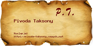 Pivoda Taksony névjegykártya